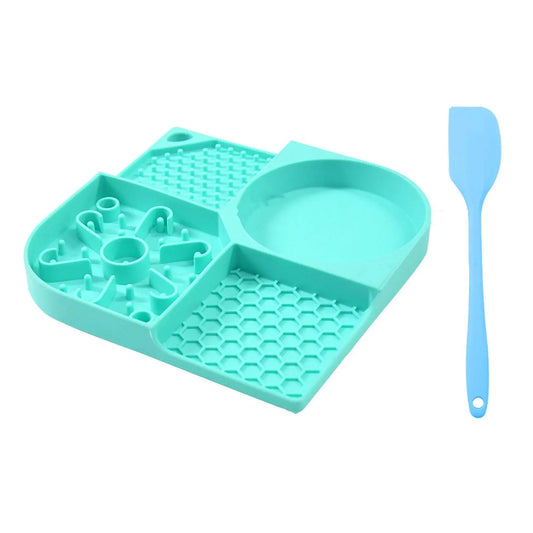 Pet Food Bowl Food Grade, Flexible, 4 Slots Design, Reusable, with Suction Cups, No Odor, Pet Dog Cat Licking Mat Slow Feeding Bowl, Pet Supplies