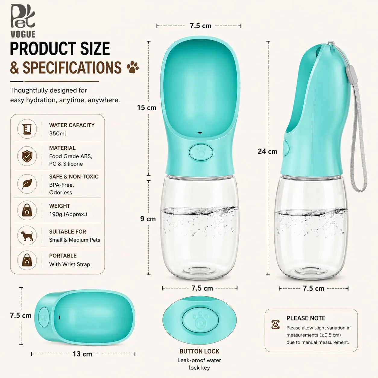 Portable Leakproof Pet Water Bottle